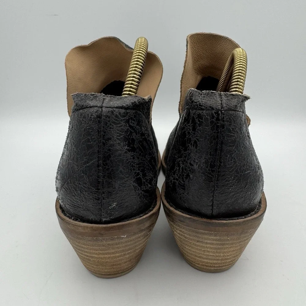 KELSI DAGGER Ankle Boots‎ Booties Sz 6 Black Leather Crackled Finish